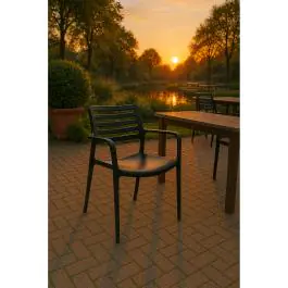 Terrasstoel Louise - Stapelbaar - Armleuning - Zwart - G-Line