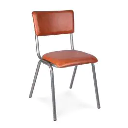Stoel Old School - Stapelbaar - Vintage Metal - Bruin - Kunstleer - G-Line