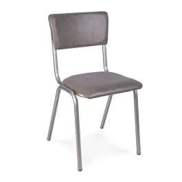 Stoel Old School - Stapelbaar - Vintage Metal - Donkerbruin - Kunstleer - G-Line