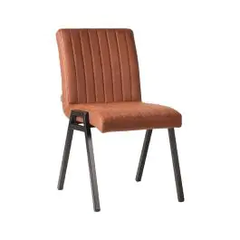Stoel - Matty - Microvezel - Cognac - Stapelbaar - G-Line