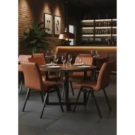 Stoel - Matty - Microvezel - Cognac - Stapelbaar - G-Line