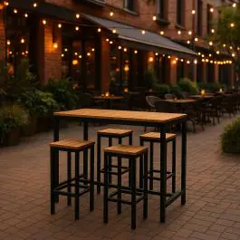 Terras Barset - Halfhoog - Polywood Blad - Houtlook - Aluminium - H 92 x B 130 x D 70 CM - G-Line