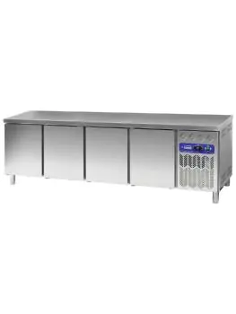 Koelwerkbank - 4 deurs - 760 Liter - H 90 x 254.2 x 80 CM - Motor rechts - Diamond - DP255/PC-R2