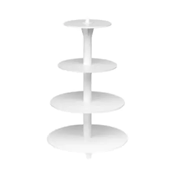Taartstandaard Etages-4X - H 53 CM - 1.11 KG - Ø34 CM - Kunststof - Wit - 050031