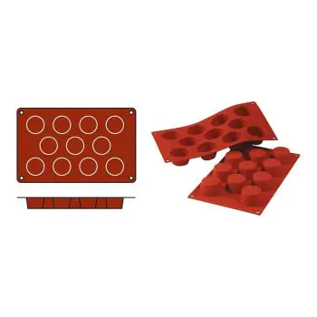 Bakmat Muffins-Small - 0.23 KG - Silicoon - Rood - 0.05 Liter - -60°C / +230°C - Silikomart - 070064