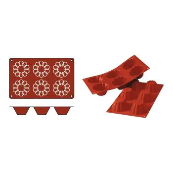 Bakmat Briochette - 0.22 KG - Silicoon - Rood - 0.11 Liter - -60°C / +230°C - Silikomart - 070074