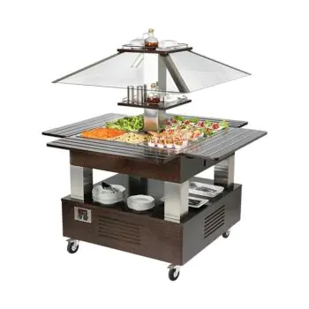 Saladebar - H 154 x 144.5 x 144.5 CM - 99 KG - 220 - 240 V - 500 W - Statische - R290A - Wenge hout - +2°C / +10°C - Roller Grill - 304180