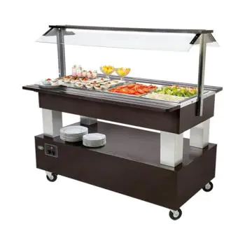 Saladebar - H 137 x 144.2 x 95 CM - 100 KG - 220 - 240 V - 500 W - Statische - R134A - Wenge hout - +2°C / +10°C - Roller Grill - 304171