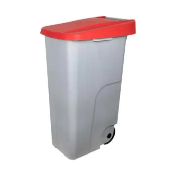 Afval Container - H 88 x 42 x 57 CM - 4.1 KG - Polypropyleen - Rood - 110 Liter - Denox - 600093