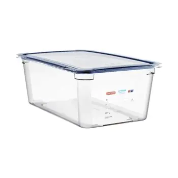 Voedseldoos - 1/1 GN - 24 Liter - H 20 x 53 x 32.5 CM - Polycarbonaat - Transparant - -40°C / +99°C - Met Siliconen Afdichtrand - Araven - 962411