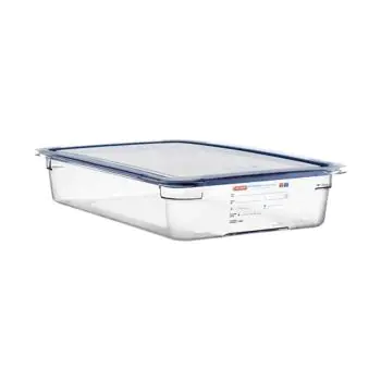 Voedseldoos - 1/1 GN - 10.9 Liter - H 10 x 53 x 32.5 CM - Polycarbonaat - Transparant - -40°C / +99°C - Met Siliconen Afdichtrand - Araven - 962413