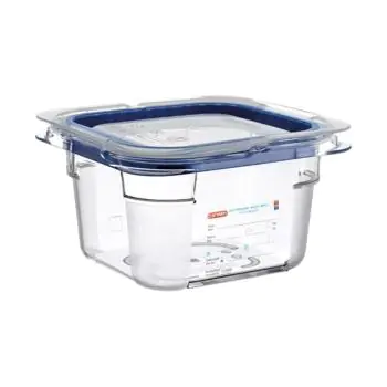 Voedseldoos - 1/6 GN - 1.25 Liter - H 10 x 17.6 x 16.2 CM - Polycarbonaat - Transparant - -40°C / +99°C - Met Siliconen Afdichtrand - Araven - 962463