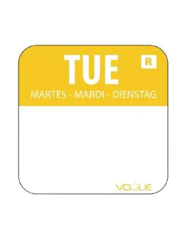 Daglabels - Afneembaar - Dinsdag - 1000 stuks - Geel - H 2.4 x 2.4 CM - Vogue - L932