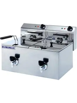 Horeca Friteuse dubbel - 8+8 Liter + kraan - Euromax - 10370CK