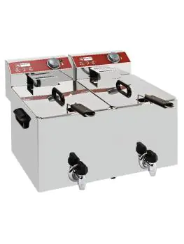 Friteuse - 2 x 8 Liter - Elektrisch - Aftapkraan - Tafelmodel - Diamond - EF82-KN