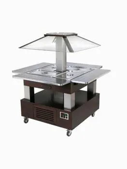 Gekoeld Buffet - Eiland - 4 x 1/1 GN - Wengé hout - H 154 x 143.5 x 104 CM - Diamond - CSB/4D-B1-R2