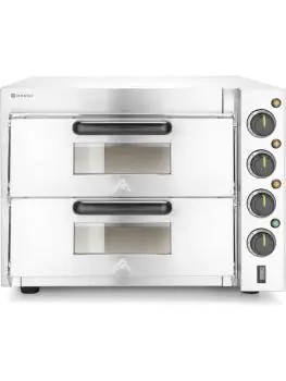 Pizzaoven - 2 kamers - Elektrisch - H 43.5 x 56 x 58 CM - 230V - Zilver - Hendi - 220283