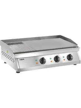 Grillplaat - Elektrisch - Gegroefd + Glad - RVS - 400V - H 24.5 x B 82.5 x D 50 CM - Saro - 172-3135