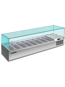 Opzet Koelvitrine - 8x 1/4 GN - RVS - 230V - H 43.5 x B 180 x D 33.5 CM - Saro - 323-1140