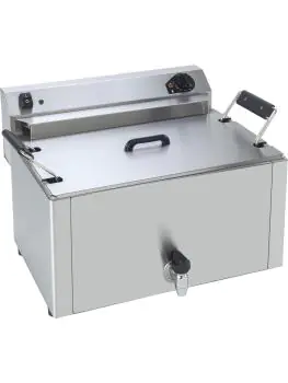 Friteuse - Variabele Temperatuurregeling - RVS - 16 Liter - 400V - H 38 x B 53.5 x D 41.5 CM - Saro - 458-1001