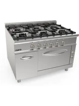 Gasfornuis - Elektrische Oven - 6 Branders - RVS - 400V - H 85 x B 120 x D 90 CM - Saro - 423-8030