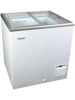 Vrieskist - Glazen Schuifdeksel - Handmatige Temperatuurregeling - Gepoedercoat Staal - 163 Liter - 230V - H 86.7 x B 76.4 x D 69.4 CM - Saro - 481-1025
