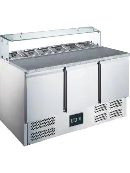 Pizza Voorbereidingstafel - Digitale Temperatuurregeling - RVS - 350 Liter - 230V - H 86.1 x B 136.8 x D 70 CM - Saro - 465-1065