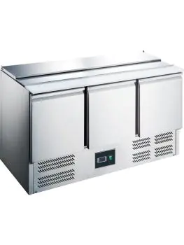 Saladette - 3-Deurs - Digitale Temperatuurregeling - RVS - 297 Liter - 230V - H 85.6 x B 136.8 x D 70 CM - Saro - 465-1005