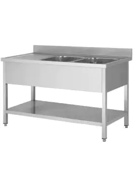 RVS Horeca Spoeltafel - 2 Bakken Rechts - Met Onderschap - Budget Line - G-Line