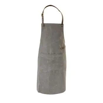 Schort - Leer - Gewassen Canvas - Grijs - Crafted Leather