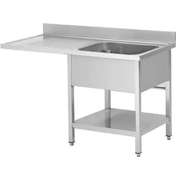 RVS Horeca Spoeltafel Voor Vaatwasser - 1 Bak Rechts - Met Onderschap - Demontabel - G-Line