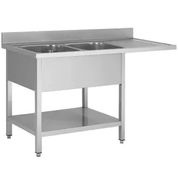 RVS Horeca Spoeltafel Voor Vaatwasser - 2 Bakken Links - Met Onderschap - Demontabel - G-Line