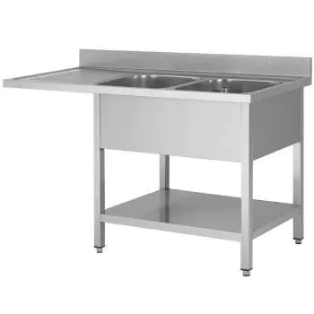 RVS Horeca Spoeltafel Voor Vaatwasser - 2 Bakken Rechts - Met Onderschap - Demontabel - G-Line