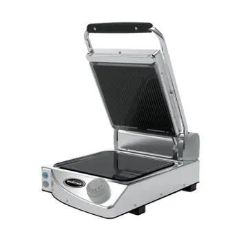 Contactgrill Solo - H 17.6 x 33.1 x 45.8 CM - 10 KG - 220-240 V - 1350 W - RVS - Geribbeld / Glad - +120°C / +400°C - Keramisch - SpidoCook - 596050