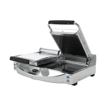 Contactgrill Duo - H 17.6 x 61.7 x 45.9 CM - 17 KG - 220-240 V - 3000 W - RVS - Geribbeld / Glad - +120°C / +400°C - Keramisch - SpidoCook - 596055