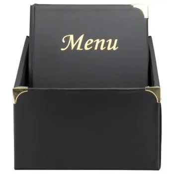 Menubox Basic - 10 Stuks - A4 - Gouden Randen - Zwart - Kunststof - Securit