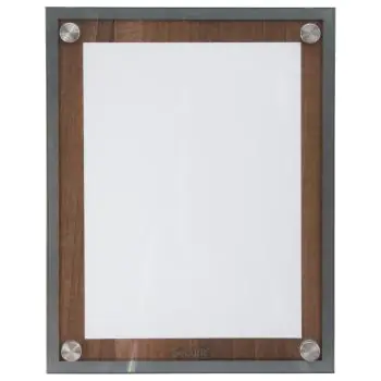Menukaart Display - Veiligheidsglas - Walnoot - RVS - H 37 x B 28 CM - Securit