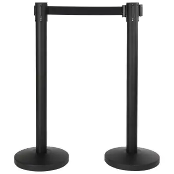 Afzetpaal - 2 Stuks - Met Voet - Trekband - Zwart - Securit