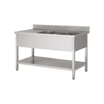 RVS Horeca Spoeltafel - 2 Bakken Rechts - Met Onderschap - Demontabel - G-Line
