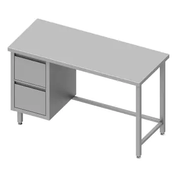 RVS Werktafel - Zonder Onderschap - 2 Lades Links - G-Line