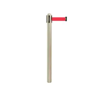 Afzetpaal - Rood Trekband - Uittrekbaar - Zilver - RVS - Securit