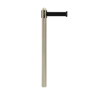 Afzetpaal - Zwart Trekband - Uittrekbaar - Zilver - RVS - H 100 CM - Securit