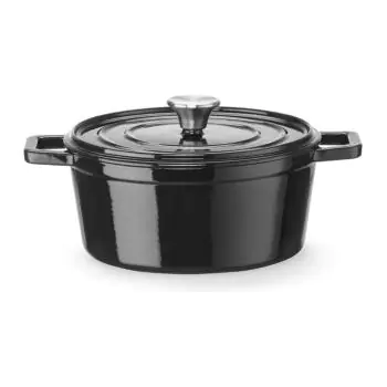 Braadpan - Met Deksel - Geëmailleerd Gietijzer - 3.7 L - Ø 18.4 CM - Zwart - Hendi