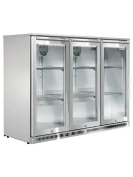 Koelkast - 285 Liter - 3-Deurs - Glazen Deur - Geforceerd - Zilver - Husky