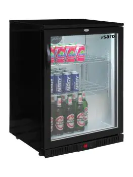 Barkoelkast - 128 Liter - 1-Deurs - Glazen Deur - Geforceerd - Zwart - Saro