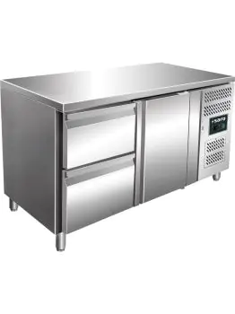 Koelwerkbank - 1 Deur - 2 Lades - Digitale Temperatuurregeling - RVS - 314 Liter - 230V - H 89 x B 136 x D 70 CM - Saro - 323-10701