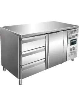 Koelwerkbank - 1-Deurs - Digitale Temperatuurregeling - RVS - 314 Liter - 230V - H 89 x B 136 x D 70 CM - Saro - 323-10702