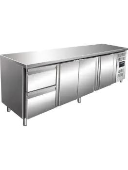 Koelwerkbank - 3-Deurs - Digitale Temperatuurregeling - RVS - 616 Liter - 230V - H 89 x B 223 x D 70 CM - Saro - 323-10721