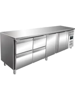 Koelwerkbank - 2-Deurs - Digitale Temperatuurregeling - RVS - 616 Liter - 230V - H 89 x B 223 x D 70 CM - Saro - 323-10724