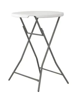 Party Statafel - Inklapbaar - Ø 80 Cm Rond - Wit / Grijs